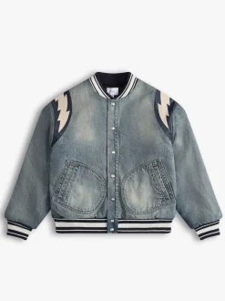 DENIM LIGHTNING VARSITY JACKET|RHUDE Shop