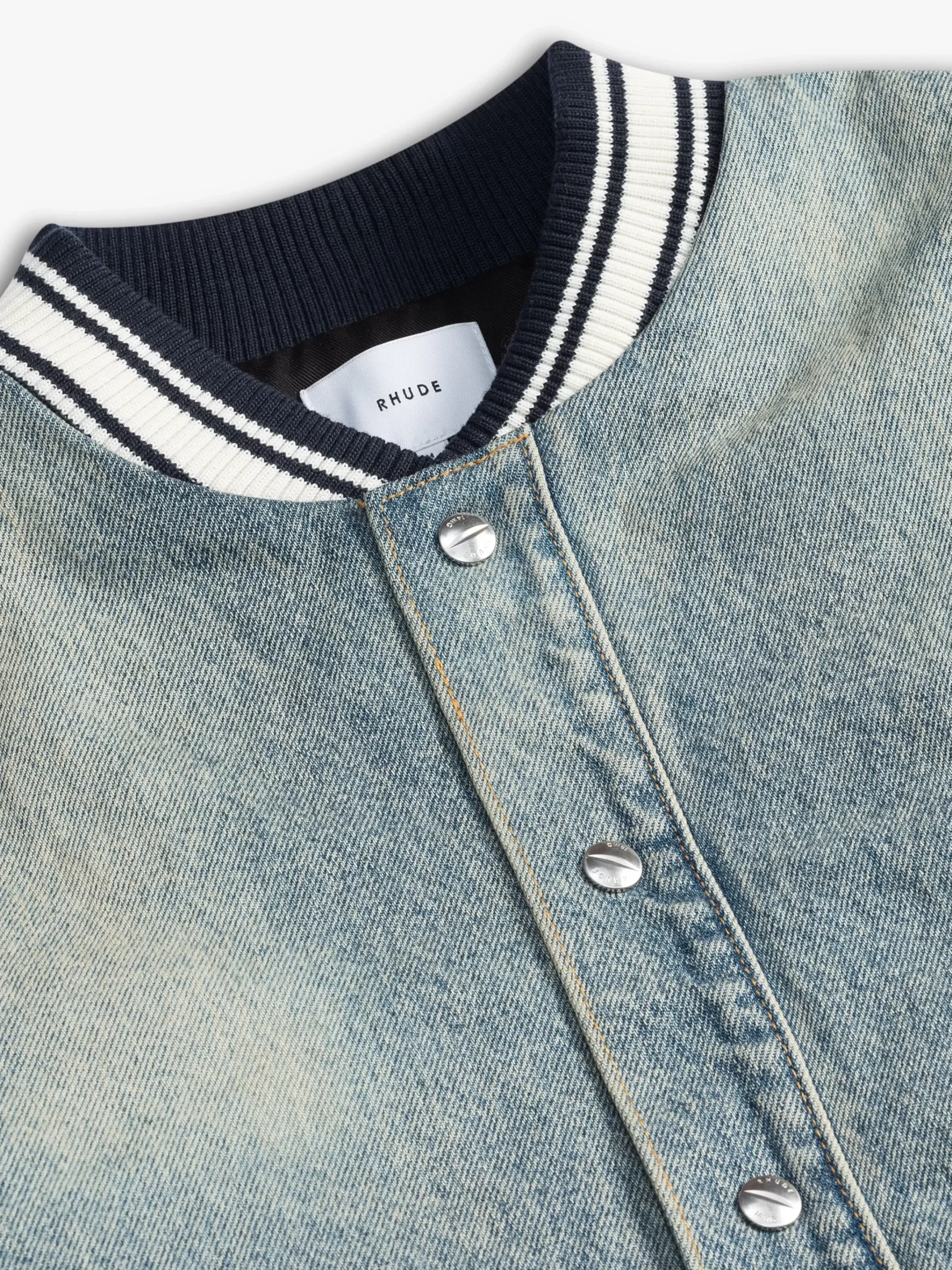 DENIM LIGHTNING VARSITY JACKET|RHUDE Shop