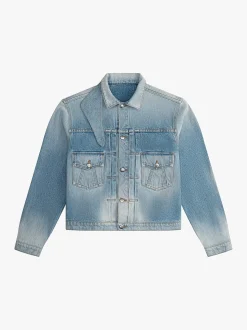NECK-STRAP DROP-NECK DENIM TRUCKER JACKET|RHUDE Clearance