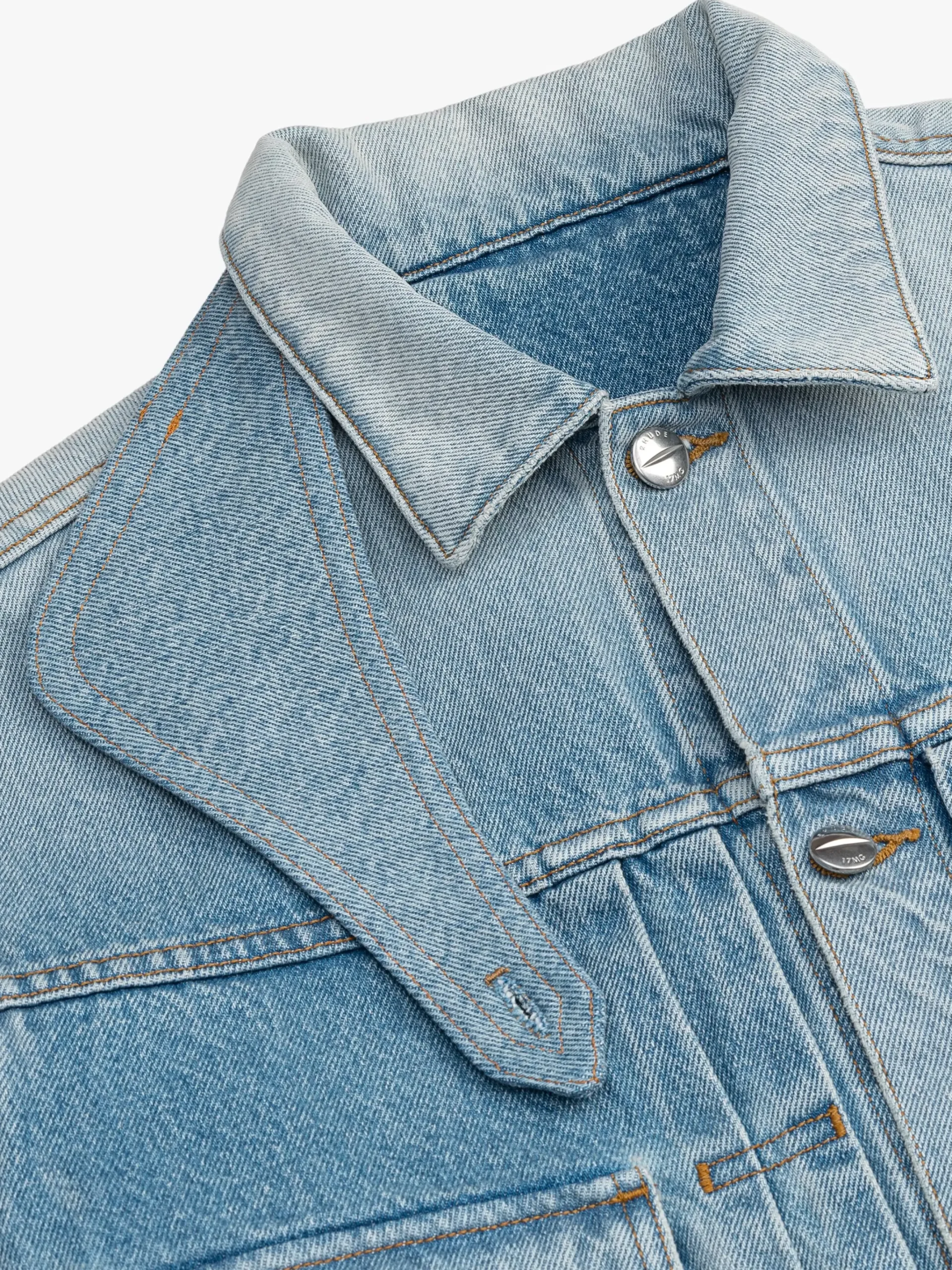 NECK-STRAP DROP-NECK DENIM TRUCKER JACKET|RHUDE Clearance