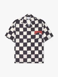 PRINTED BROKEN CHECKER SILK SHIRT|RHUDE Cheap