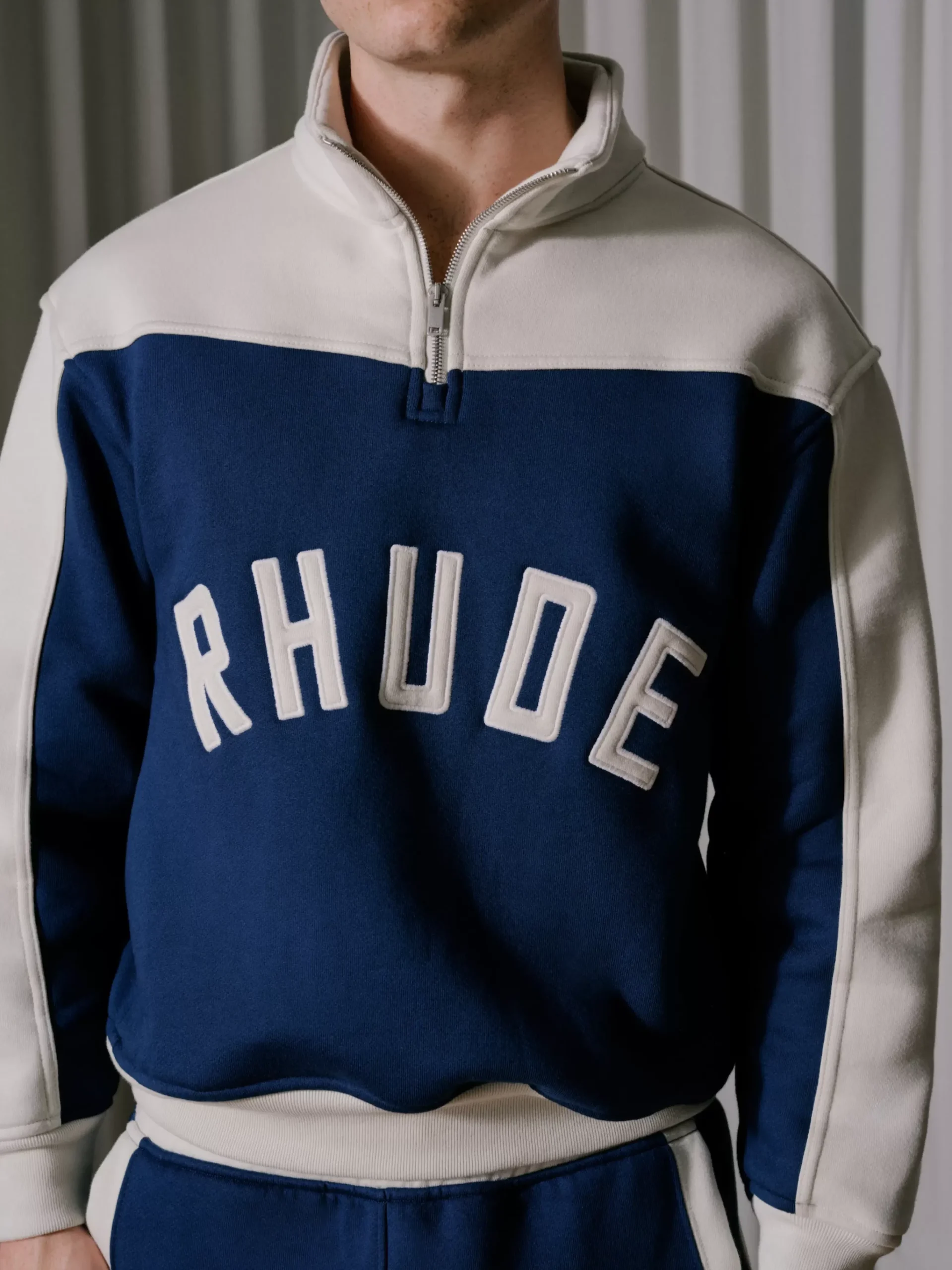 CONTRAST QUARTER-ZIP VARSITY|RHUDE New