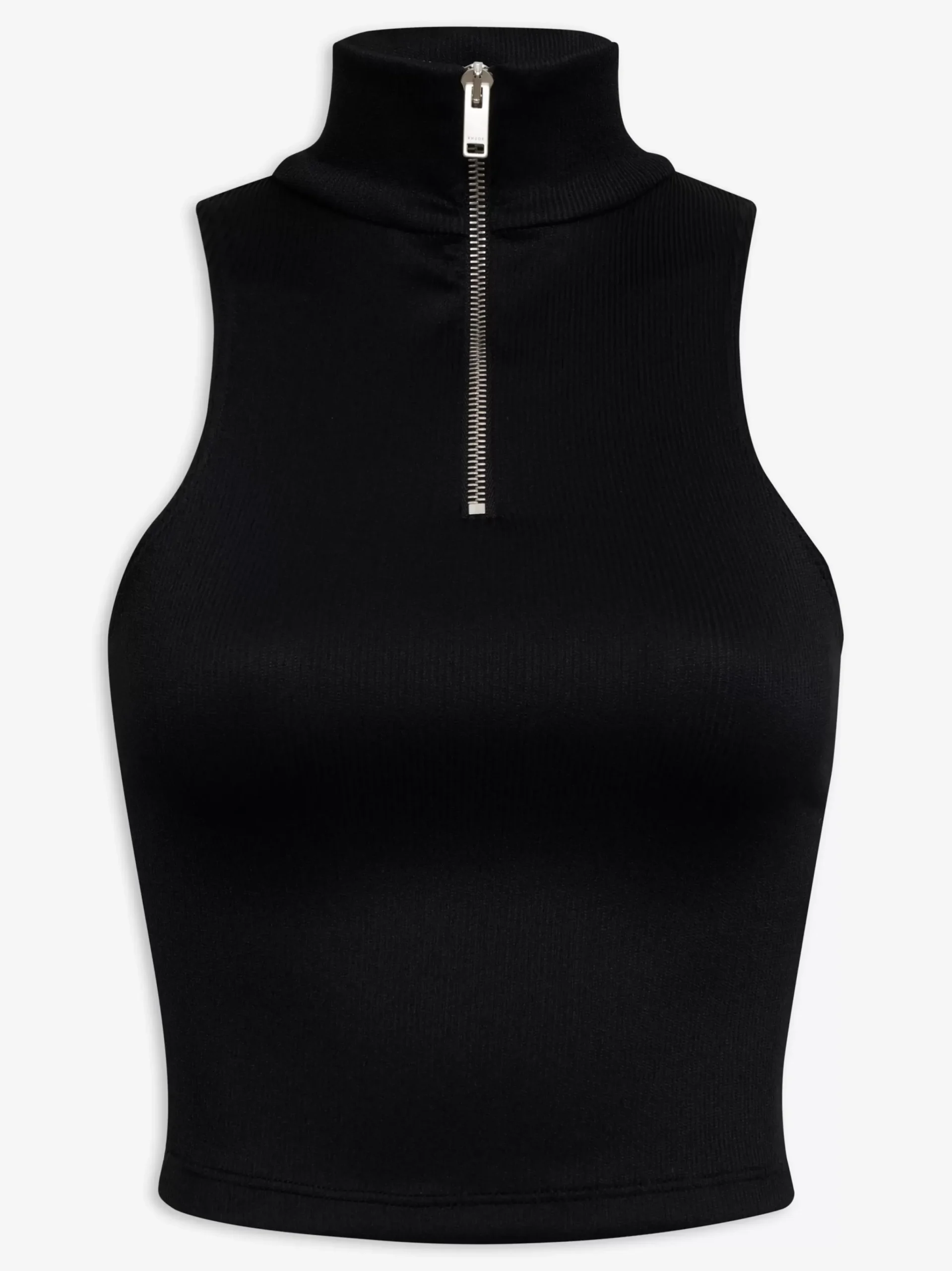 RIBBED KNIT TURTLE NECK ZIP TOP|RHUDE Store