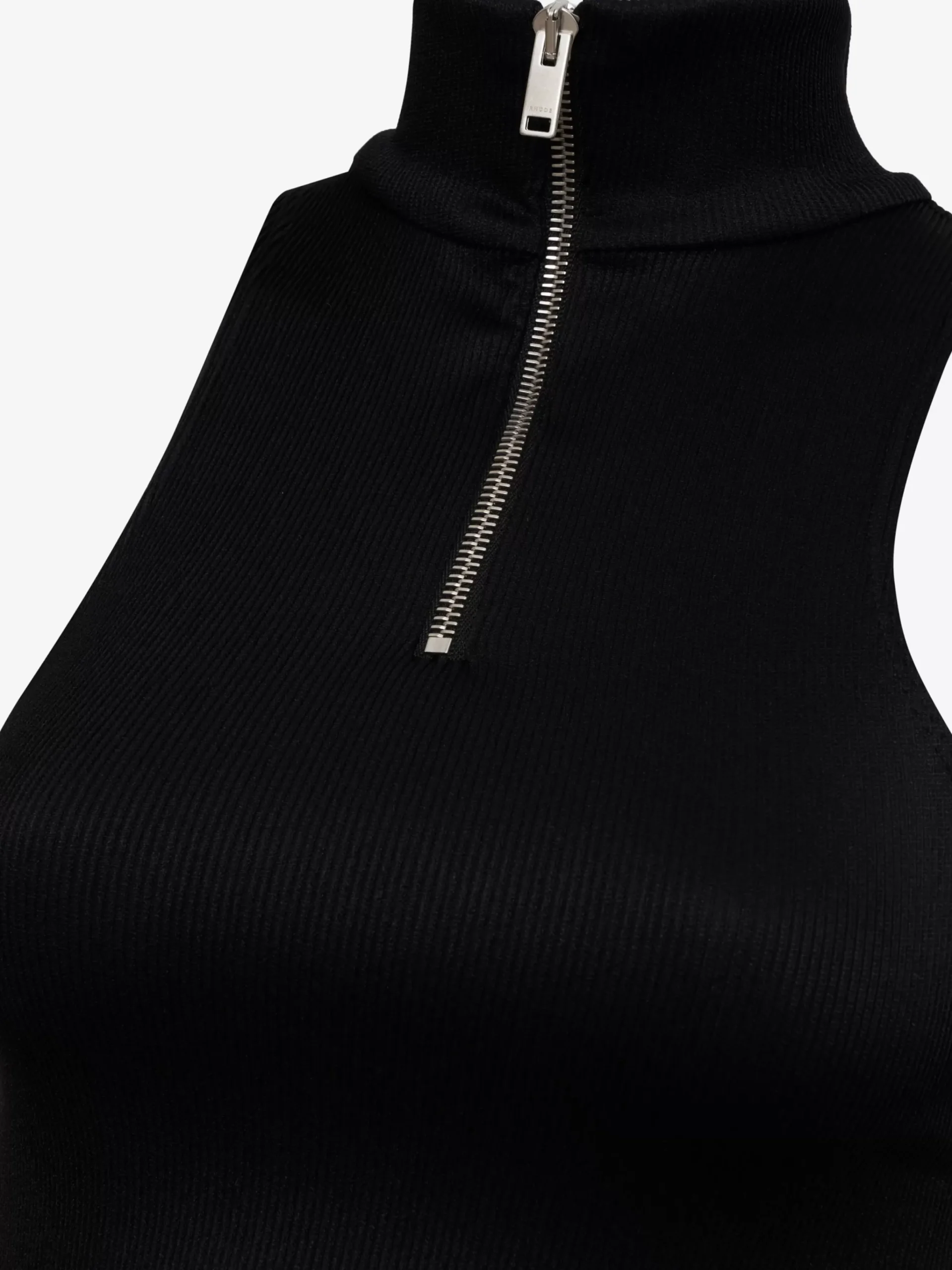 RIBBED KNIT TURTLE NECK ZIP TOP|RHUDE Store