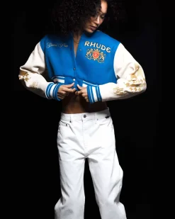 WOMENS F1 CROPPED VARSITY JACKET|RHUDE Outlet